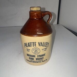 McCormick Platte Valley Corn Whiskey Jug 1/2 Pint Made In USA with Cork Empty